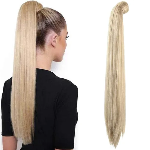 Vista 17 de SEIKEA Extensión de cola de caballo con clip alrededor del cabello lacio para mujer (12 pulgadas, negro)