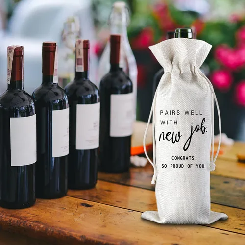 Vista 2 de Nuevos regalos de trabajo combinan bien con la nueva bolsa de vino de felicitaciones de trabajo So Proud of You, regalos de felicitaciones