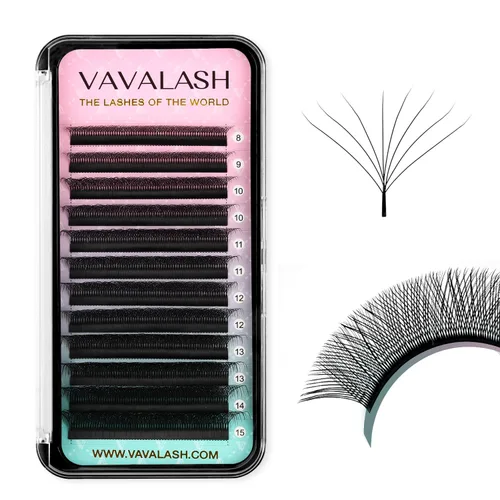 Vista 23 de VAVALASH Extensiones de pestañas en Y, rizo C, 0.002 in, 0.315-0.591 in, bandeja mixta, volumen 4D, extensiones de pestañas tipo YY, extensiones