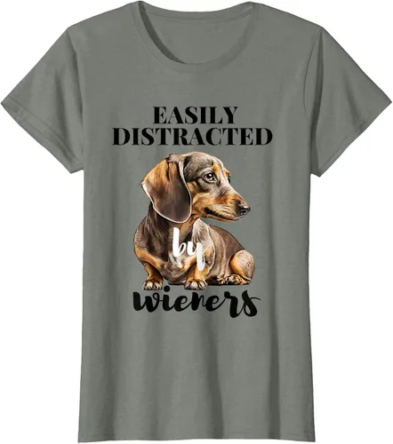 Vista 15 de Easy Distracted By Wieners Dachshund - Camiseta divertida para perro Weiner, Azul