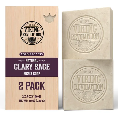 Vista 10 de Viking Revolution Jabón natural de bergamota para hombres, barra de jabón para hombre con aceites esenciales prensado en frío para hombres, jabón