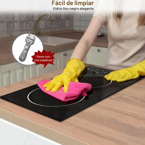 Vista 7 de Noxton 110V estufa eléctrica 2 quemadores, estufa radiante eléctrica de 12 110V / Sensor Touch / Negro