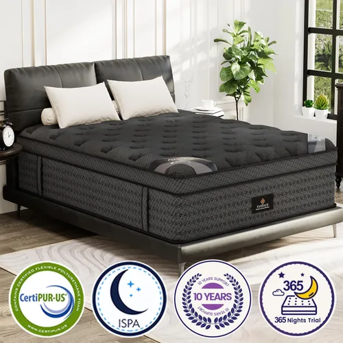 Vista 2 de Colchón tamaño Queen, Colchón Híbrido Deluxe Queen de 12 pulgadas en una caja, Colchones de firmeza media con espuma viscoelástica de gel y resortes