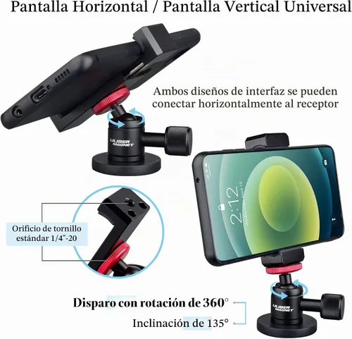 Vista 4 de ULIBERMAGNET Soporte magnético para teléfono con rotación de 360° con mini cabeza de bola, compatible con teléfonos inteligentes para coches, Jeep