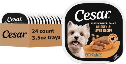 Vista 34 de Cesar Classic Loaf in Sauce - Alimento húmedo para perros adultos, sabor a tocino y huevo, comida húmeda para perros, bandejas fáciles de despegar
