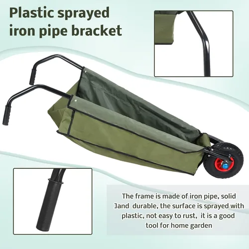 Vista 5 de BBTO Carretilla plegable plegable para patio, 88 libras, ligera, para jardinería, resistente, tela Oxford para adultos, hierba, tierra, ladrillo