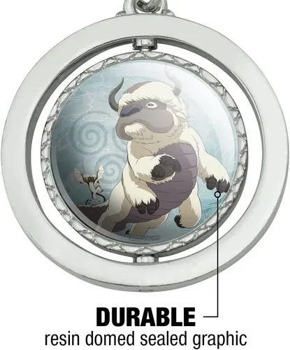 Vista 3 de Avatar The Last Airbender Appa & Momo - Llavero giratorio redondo de metal cromado