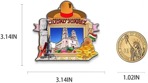 Vista 3 de Ciudad Juárez México imán de nevera imán de madera 3D monumentos de viaje coleccionables recuerdos decoración hecha a mano