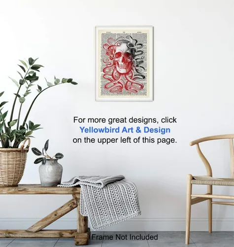 Vista 5 de Arte de diccionario de pulpo de calavera – Póster de arte de pared de 8 x 10 pulgadas, regalo único y asequible, decoración elegante steampunk