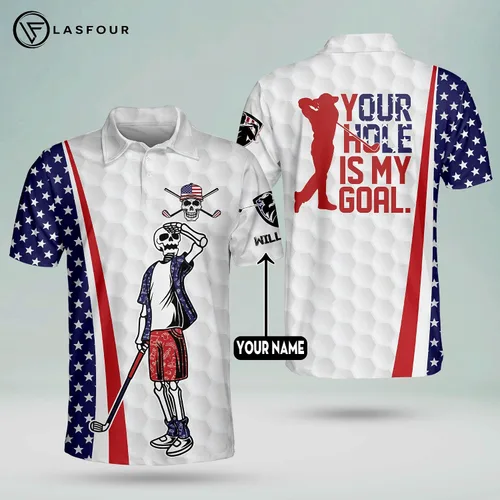 Vista 6 de LASFOUR Camisas de golf divertidas personalizadas para hombres manga corta americana ajuste seco camisas de golf ligeras para papá abuelo