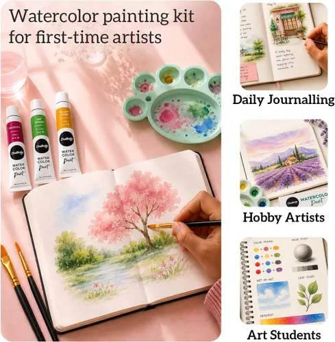 Vista 8 de Chalkola - Set de pintura de acuarela para adultos, niños, artistas principiantes y profesionales - Juego de 36 tubos de acuarela (12ml, 0.4oz), 10
