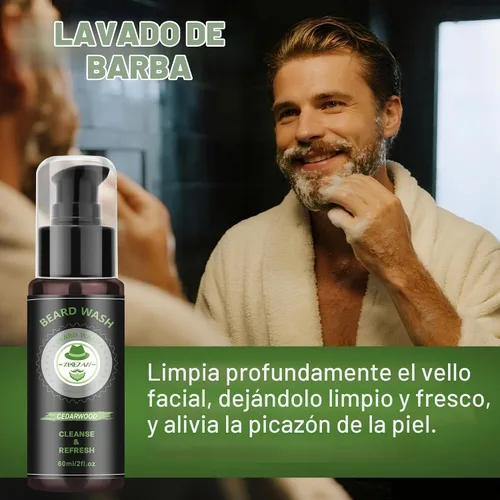 Vista 3 de XIKEZAN Kit de aseo y cuidado de barba para hombres con madera de cedro