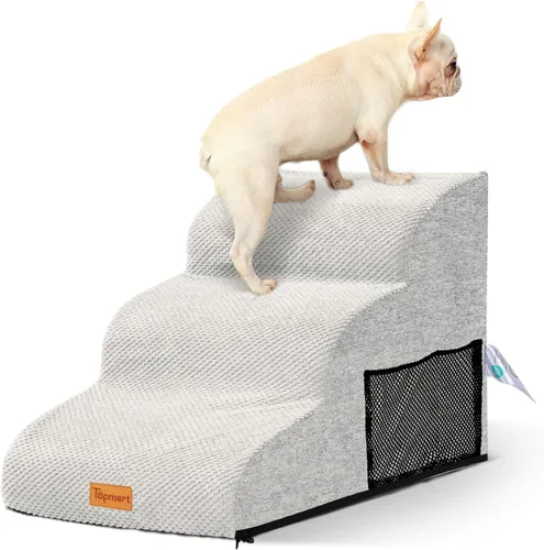 Vista 23 de 2-Step Dog Stairs for Small Dogs, Non-Slip Foam Pet Steps for Low Couch Bed Negro