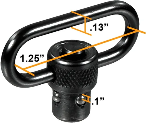 Vista 2 de UTG Standard Duty Pulsador QD Sling Swivel, 1.25" Loop Negro