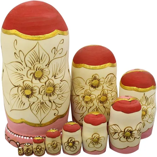 Vista 2 de Winterworm Lindas muñecas de madera hechas a mano tradicionales rusas en Moscú Kremlin muñecas de anidación rusas tradicionales Matryoshka Set de 10