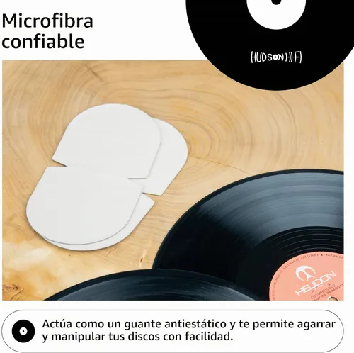 Vista 5 de Hudson Hi-Fi Paquete de 3 manoplas de discos antiestáticas para limpiar discos y manejador - Accesorios para tocadiscos con material de microfibra