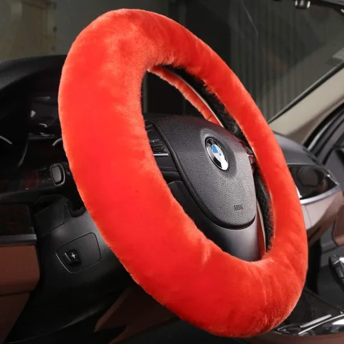 Vista 15 de Funda de volante de piel de oveja suave y esponjosa, para vehículo universal, mujeres y hombres, 14,5-15,5 pulgadas, accesorios peludos