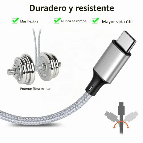 Vista 5 de Puxnoin Cable de carga múltiple, cable divisor USB C, cable de carga rápida 3 en 1 con 3 puertos macho tipo C compatible con teléfonos celulares