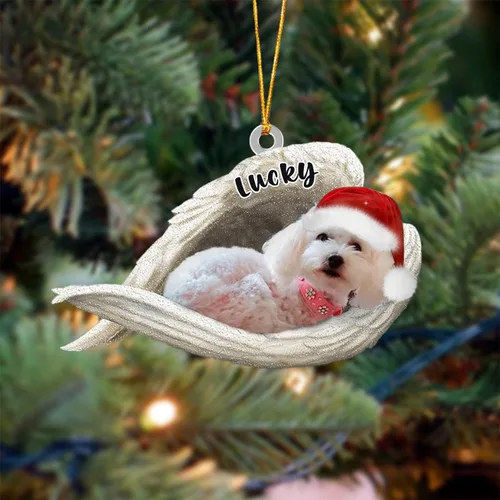 Vista 101 de Ángel durmiente de Afghan Hound para Navidad, adorno personalizado con el nombre del perro, adorno de Navidad personalizado para amantes de perros