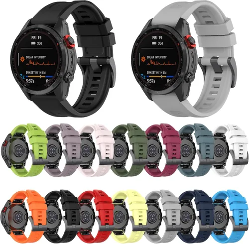 Vista 6 de Compatible con Garmin Fenix 7s/Fenix 6S/Fenix 5S, correas de repuesto de silicona de liberación rápida para Garmin Instinct 2S/7S Sapphire Solar