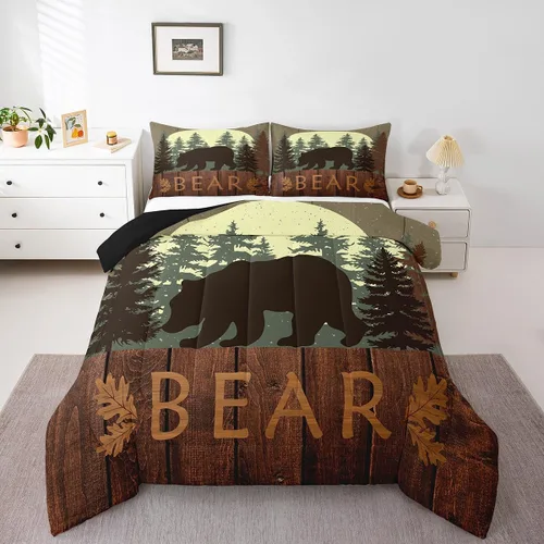 Vista 15 de Castle Fairy Cute Giraffe Bedding Set Twin Size 2 Pcs,Lodge Cabin Jungle Rustic Style Comforter Set for Kids Teens Adults,Wild Animal Pine Trees