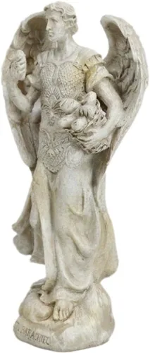 Vista 2 de Ebros - Estatua de Arcángel ortodoxo griego de la iglesia cristiana ortodoxa pintada en marfil de 5 pulgadas de alto (Barachiel The Blessings of God)