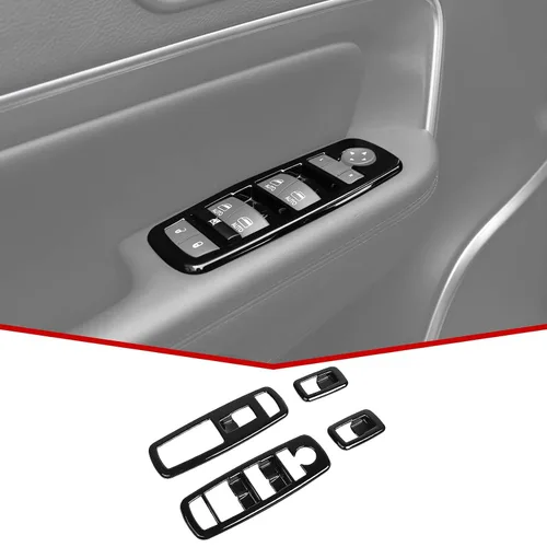 Vista 7 de JeCar Kit de moldura de botón interior para cubierta de interruptor de elevación de ventana para Jeep Grand Cherokee 2011-2020 y Jeep Cherokee