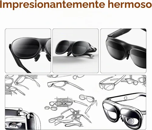 Vista 7 de Rokid Lentes AR negros Max2, pantalla micro-OLED de 215 pulgadas, FOV de 50°, brillo de 600 liendes, compatibles con teléfonos inteligentes