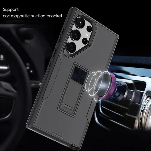 Vista 4 de Funda diseñada para Samsung Galaxy S23 Ultra con soporte, protección contra caídas funciona con soporte magnético para automóvil, a prueba de polvo