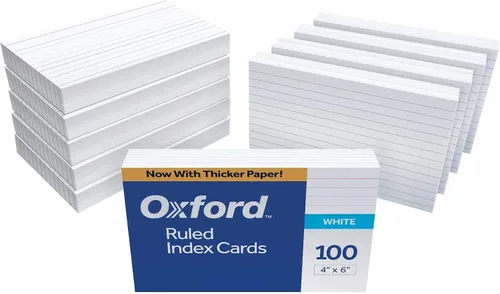 Vista 9 de Oxford fichas negras, de 3 x 5 pulgadas, de color blanco, (100 unidades), Blanco