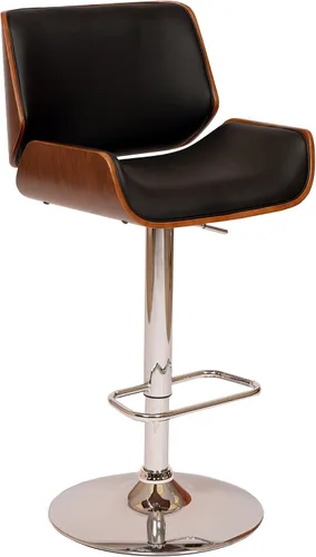 Vista 19 de Armen Living Adele - Taburete giratorio moderno de altura ajustable de piel sintética y madera de nogal con base cromada para encimera de isla