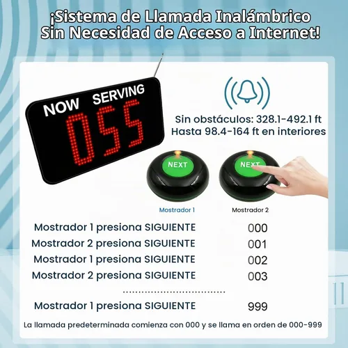 Vista 2 de Sistema de número de boleto Sistema de llamadas inalámbrico en cola con 1 pantalla de toma de número, 2 botón de llamada siguiente 1 soporte