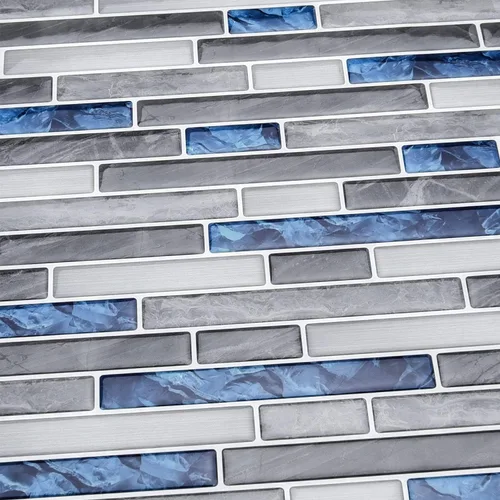 Vista 6 de Art3d - Vinilo adhesivo para pared, diseño de azulejos y ladrillos, antisalpicaduras, para la cocina, diseño de mármol azul, despegar y pegar