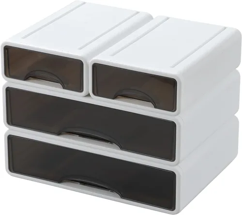 Vista 9 de Cajones de escritorio blancos para papel, cajones de almacenamiento de oficina apilables para escritorio, organizador de manualidades y contenedores