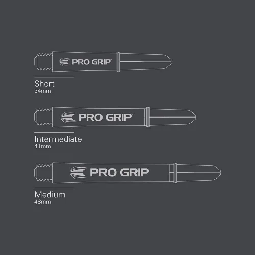 Vista 6 de Target Darts Pro Grip Shafts – Set of 9 3 Sizes (Short, Intermediate, Medium), 12 Colours Dart Stems, Professional Darts Accessories, 2BA Shaft