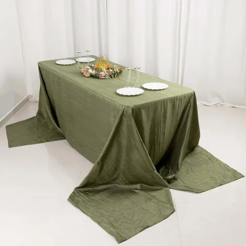 Vista 52 de Tableclothsfactory Mantel rectangular de tafetán arrugado de acordeón azul polvoriento, de 60 x 102 pulgadas, perfecto para ceremonias de boda