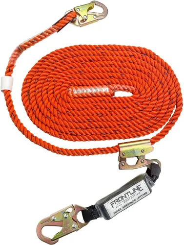Vista 2 de Frontline VLP25R3L Premium - Línea de vida vertical con agarre de cuerda que se abre de 25 pies y paquete de choque, cuerda de alta resistencia