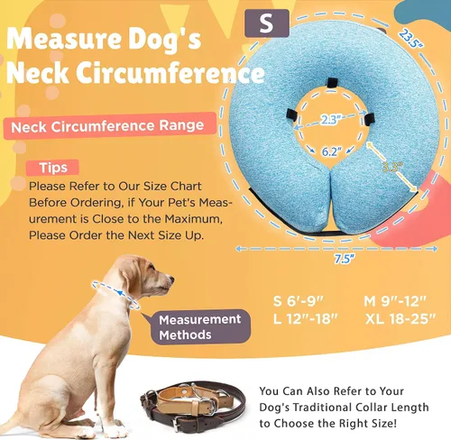 Vista 2 de Big Ant Collar inflable protector para perros y gatos, cono suave para perros después de la cirugía, collar de dona para cuello de perro, collar