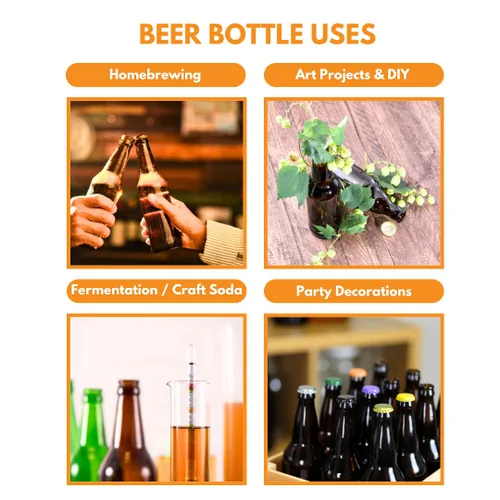 Vista 7 de FastRack Botellas de cerveza ámbar de 12 onzas (paquete de 24) Botellas de cerveza de vidrio de cuello largo con acabado de corona