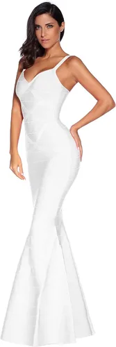 Vista 5 de meilun Vestido largo de vendaje para mujer, vestido de noche formal con cola de pez