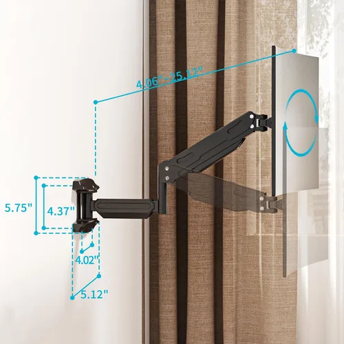 Vista 2 de Suptek Monitor de montaje en pared individual para pantallas de 13 a 32 pulgadas, brazo ajustable de movimiento completo con resorte de gas