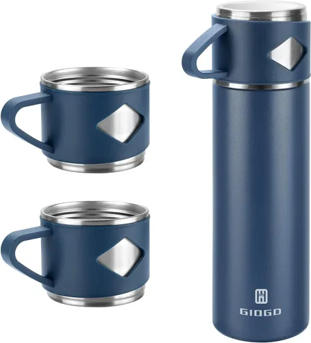 Vista 26 de Termo de acero inoxidable 500ml/16.9oz botella aislada al vacío con taza para café, bebidas calientes y bebidas frías, cantimplora de agua.