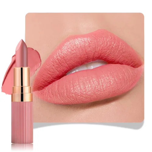 Vista 5 de evpct Lápiz labial mate aterciopelado rojo rubí para mujeres mayores, de larga duración, cremoso y sedoso, de larga duración, impermeable, a prueba