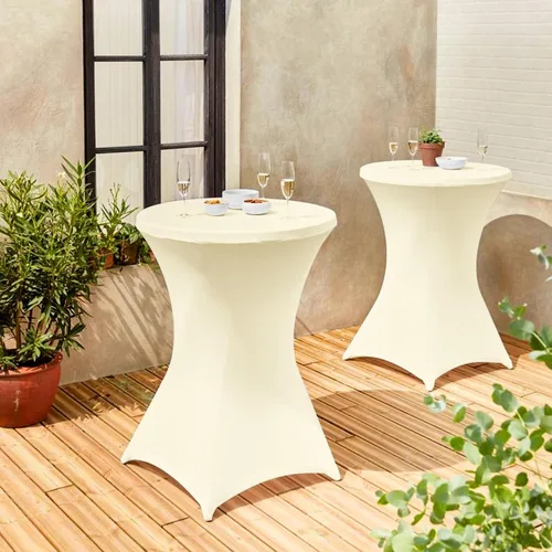 Vista 6 de Pesonlook Paquete de 6 manteles de elastano para cóctel, color beige, 32 x 43 pulgadas
