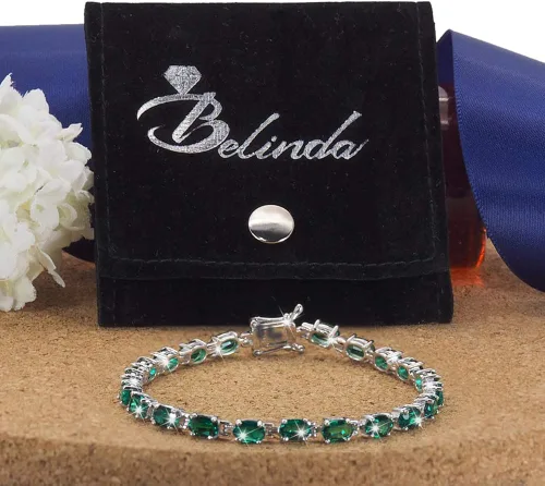 Vista 5 de Belinda Jewelz Tennis Bracelet Gift for Women Classic Jewellery 925 Sterling Silver Oval Gemstone Accent Sparkly Elegant Timeless Fine Luxury