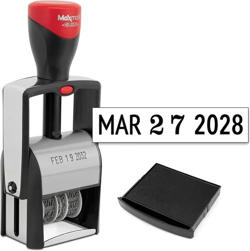 Vista 21 de MaxMark Sello de fecha resistente, tamaño de fecha grande, exclusiva banda de 12 años, tinta negra, paquete de 2