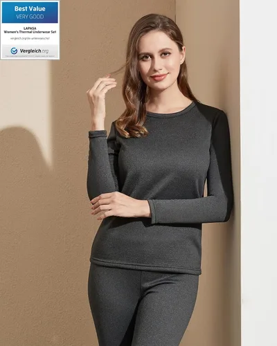Vista 5 de LAPASA - Juego de ropa interior térmica para hombre grande de forro polar camisa y pantalón