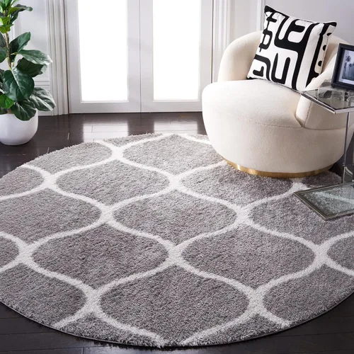 Vista 49 de SAFAVIEH Tahoe Shag Collection - Alfombra para pasillo, 2 x 9 pies, color beige y blanco, diseño de enrejado, no desprende pelusa y de fácil