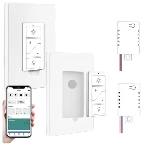 Vista 11 de Nexete Interruptor de luz inteligente inalámbrico, kit de interruptor de atenuación y receptor sin cableado, control remoto inalámbrico, control