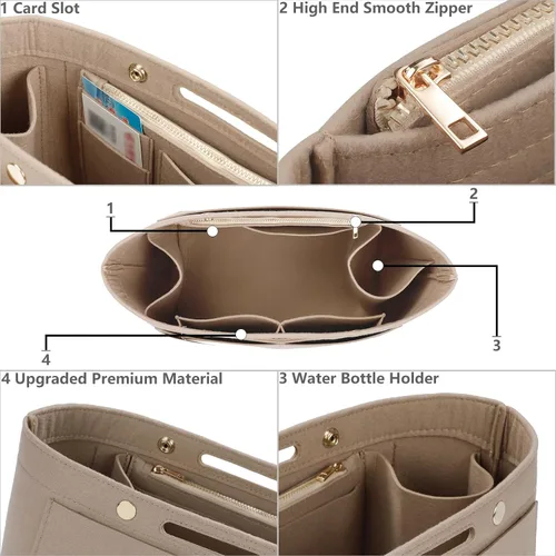 Vista 6 de ETTP Organizador de bolso para bolsos, inserto organizador de bolsa de fieltro, organizador de bolso, compatible con Neverful Speedy y más, 6